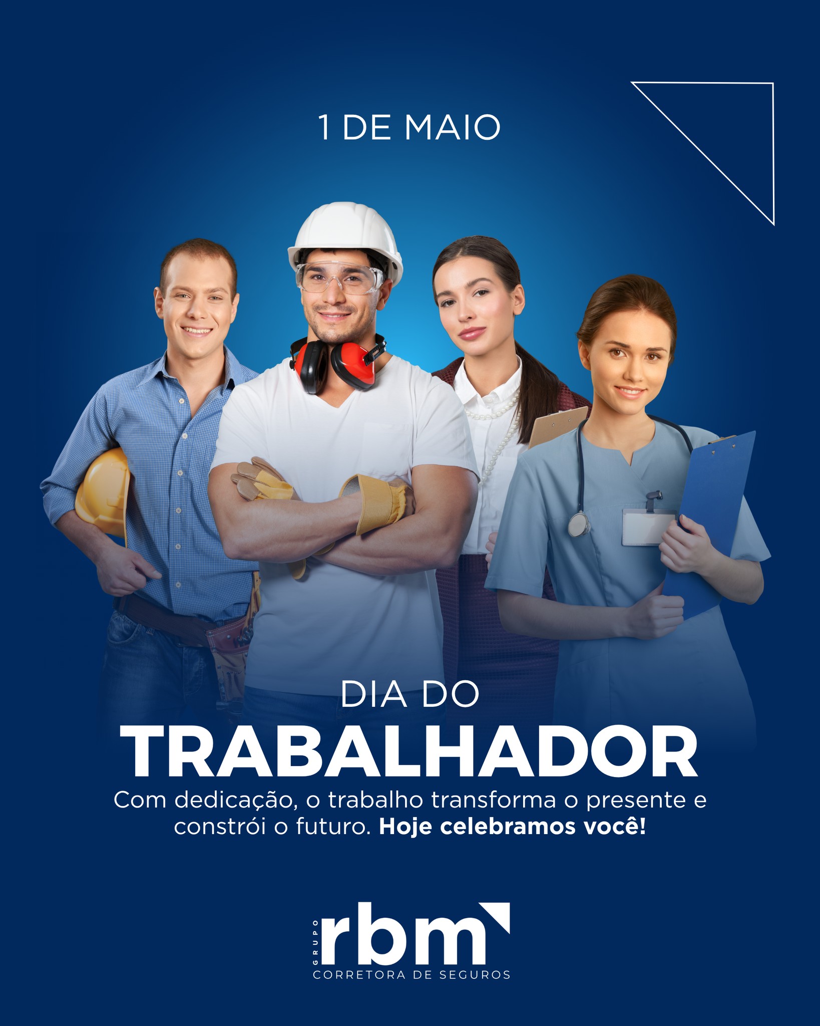 Hoje celebramos a dedicação, a força e o compromisso de todos aqueles que, com seu trabalho, contribuem diariamente para construir um mundo melhor.

É através do trabalho que sonhos ganham forma e o futuro se torna possível.

Parabéns a todos os trabalhadores pelo seu dia!

#diadotrabalho #rbmseguros #trabalhador